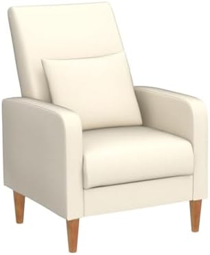 COLAMY Mid-Century Modern Upholstered Accent Chair with Back Pillow & Sol...