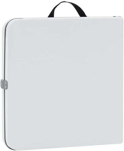 White 40" L x 20" W Plastic Adjustable Height Fold-in-Half Folding ...