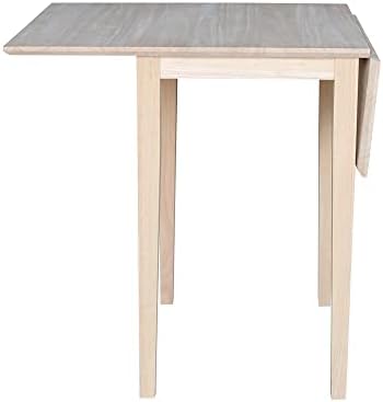 IC International Concepts Solid Wood Small Drop Leaf Table, Unfinished