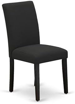 East West Furniture ABP6T24 Abbott Parson Chairs - Black Color Linen Fabric U...