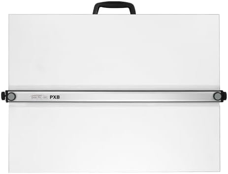 Pacific Arc Table Top Drawing Board with Parallel Bar, White, 30 inches by 42...