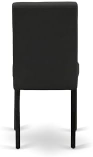 East West Furniture ABP6T24 Abbott Parson Chairs - Black Color Linen Fabric U...