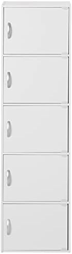 HODEDAH IMPORT Bookcase, White, 5 Door