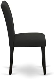 East West Furniture ABP6T24 Abbott Parson Chairs - Black Color Linen Fabric U...