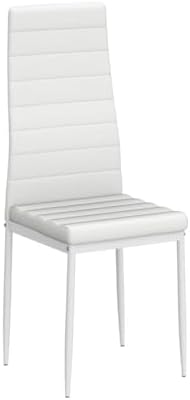 Karl home White Dining Chairs Set of 6, PU Leather & High Back