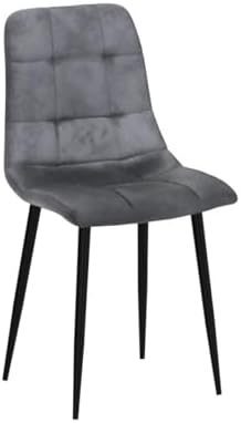 NORDICANA Grey Velvet Dining Chairs Set of 4, Upholstered Tufted Kitchen Chai...