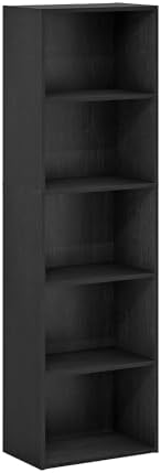 Furinno LUDER Book Shelf, 5-Tier Bookshelf, Bookcase with Open Shelves, 9.4 x...