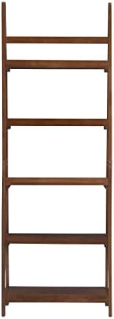 Linon Melissa Walnut Mid-Century 5 Shelf Bookcase