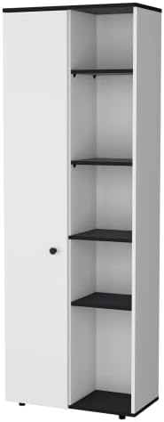 67" H Pantry Cabinet with Door & Open Shelves,Kitchen Food Storage C...