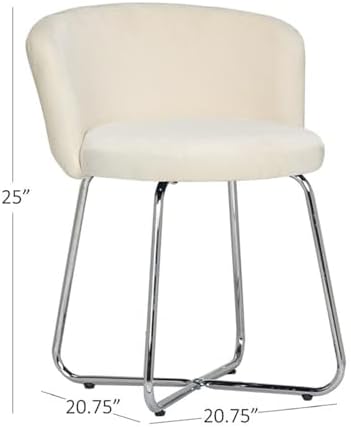 Hillsdale, Marisol Round Metal and Upholstered Vanity Stool with Scoop Back f...