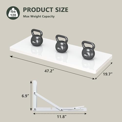 Clikuutory Wall Mounted High Gloss Folding Table, Wall Desk Fold Down for Sma...