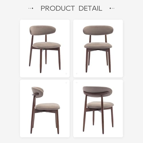 COLAMY Wooden Dining Chairs Set of 4, Upholstered Kitchen Side Chair, Camel