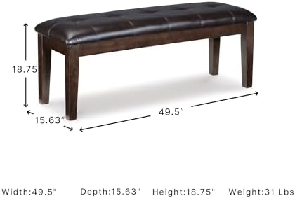 Signature Design by Ashley Haddigan 1-Piece Dining Bench, Faux Leather | Clas...