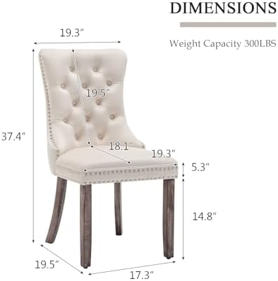 Eifizek Dining Chairs Set of 6 Upholstered Chairs with Tufted Back, Beige