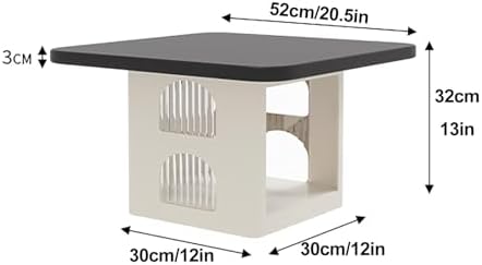 Black Floor Table with Storage - Heavy Duty Sofa Side Table, Low Accent End T...