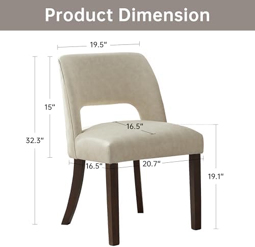 VKNOW Modern Dining Chairs Set of 4 with Rubberwood Legs, Beige