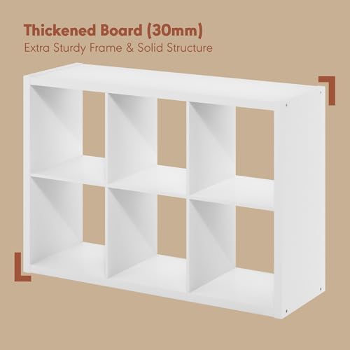 Furinno Cubicle Record Player Stand, 6-Cube Vinyl Record Storage, White