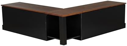Linon Harris Black and Walnut Backless Kitchen Dining Nook with Hidden Storag...