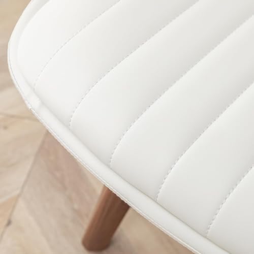 LUNLING Swivel Dining Chairs, Mid Century Modern White Faux Leather Kitchen C...
