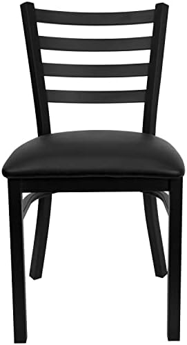 Flash Furniture HERCULES Series Black Ladder Back Metal Restaurant Chair - Bl...