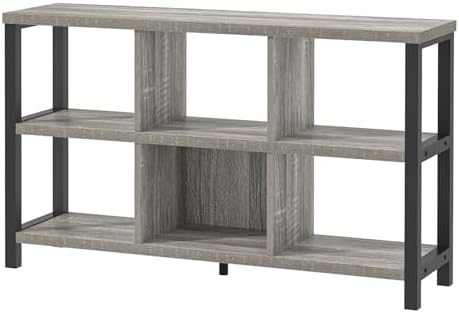 FOLUBAN 6 Cube Storage Organizer with Shelf, Industrial Horizontal Low Cubby ...