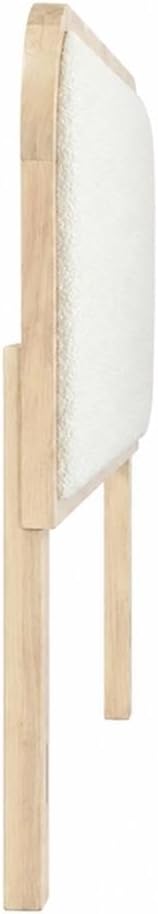 Pemberly Row Full/Queen Boucle Headboard, Natural Wood Frame with White Uphol...