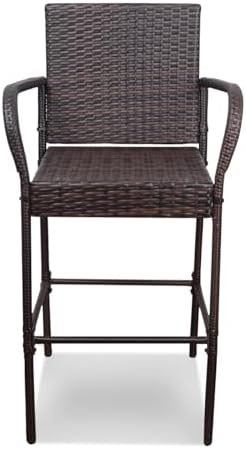 Sundale Outdoor Wicker Bar Stool Set of 4, Patio Counter Height Pub Chair