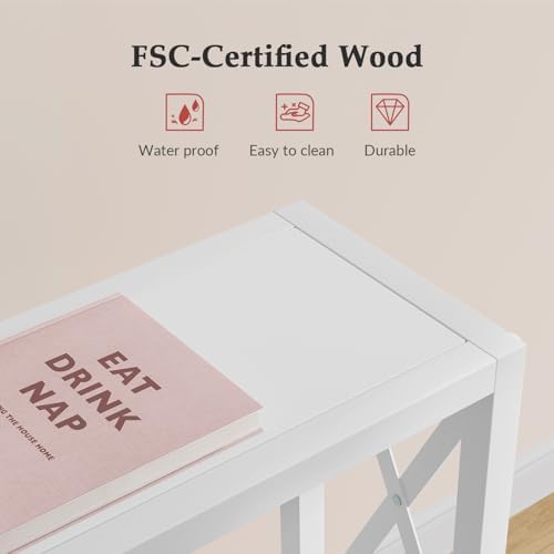 Gewudraw Narrow Console Table with Socket, Sofa Table Behind Couch, White | 5...