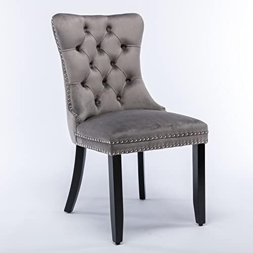 KEIKI Tufted Dining Room Chairs Set of 2, Velvet Kitchen Nailhead Trim Chairs...