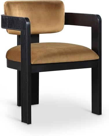 Meridian Furniture Sacha Velvet/Rubberwood Dining Chair, Saddle, Set of 2