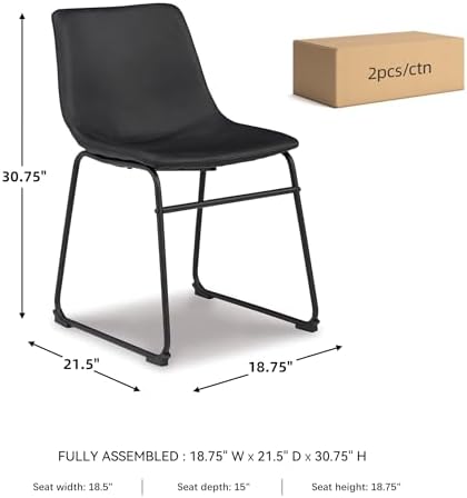 Signature Design by Ashley Centiar Dining Chairs Set of 2, Black