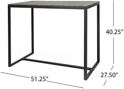 Industrial Outdoor Bar Table – Acacia Wood Top with Metal Frame, Perfect for ...