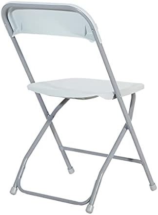 Office Star Resin 5-Piece Folding Square Table and Chair Set, Light Grey