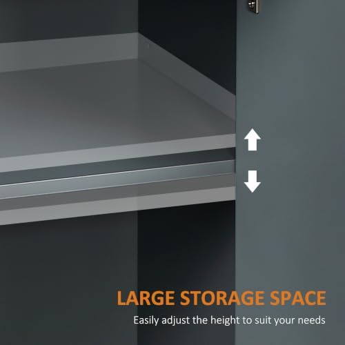 HOMCOM Sideboard Buffet Cabinet, Coffee Bar Cabinet with 2 Drawers, Gray