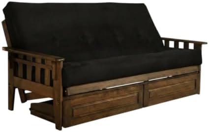 Kodiak Furniture Tucson Full Futon Set in Rustic Walnut Finish with Storage D...