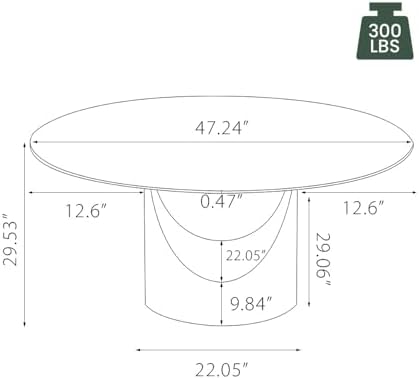 POVISON Round Dining Table Set, 47" Sintered Stone Dining Table with 4 D...