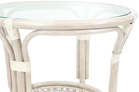 Malibu Living Set of 2 Chairs Natural Rattan Wicker Handmade with Cream Cushi...