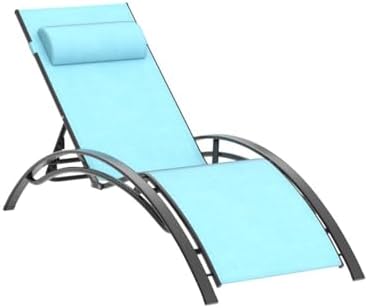 PURPLE LEAF Patio Pool Lounge Chaise Set of 3 Outdoor Chair, Turquoise Blue |...