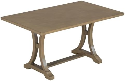 Merax 6-Piece Farmhouse Dining Table Set with Bench and Upholstered Chairs, R...