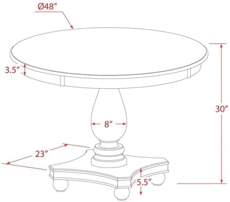 FE2-07-TP Ferris Dining Table - a Round Wooden Table Top with Pedestal Base, ...