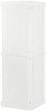 HomeStock Corner Pantry Cabinet - Tall White Kitchen Storage, 2 Stackable Units
