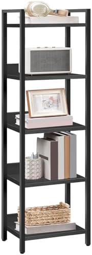 MAHANCRIS 5-Tier Bookshelf, Bookcase, Shelves Organizer for Small Spaces, Sto...