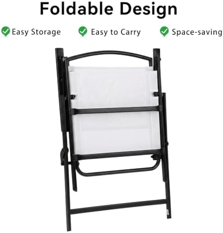 Outdoor Folding Patio Dining Chairs With Armrest for Garden Lawn Poolside Bac...