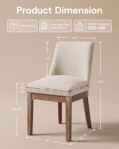 HNY Modern Dining Chairs Set of 6 with Comfortable Back Support, Farmhouse So...