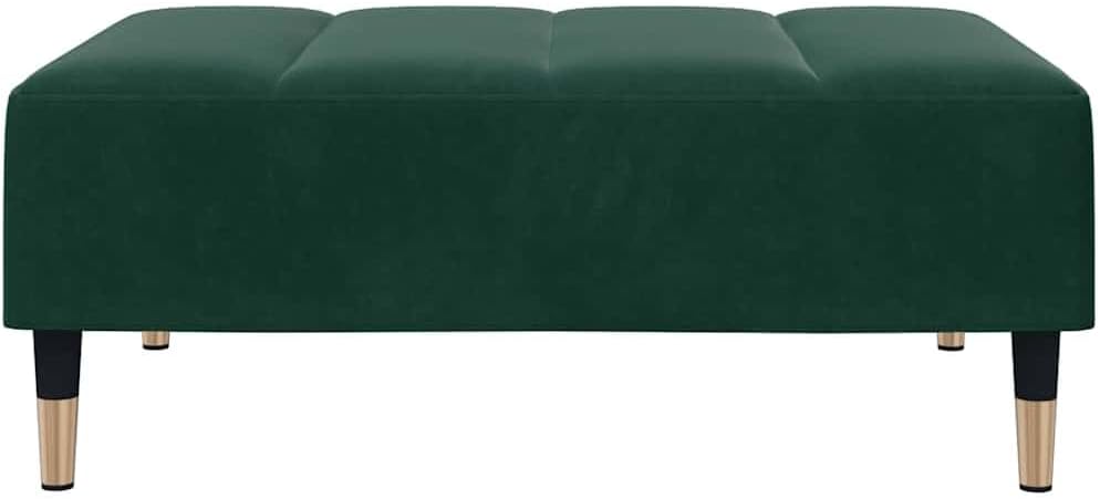 Dark Green Velvet Footstool, Stable Plywood Frame Footrest for Sofa or Reclin...