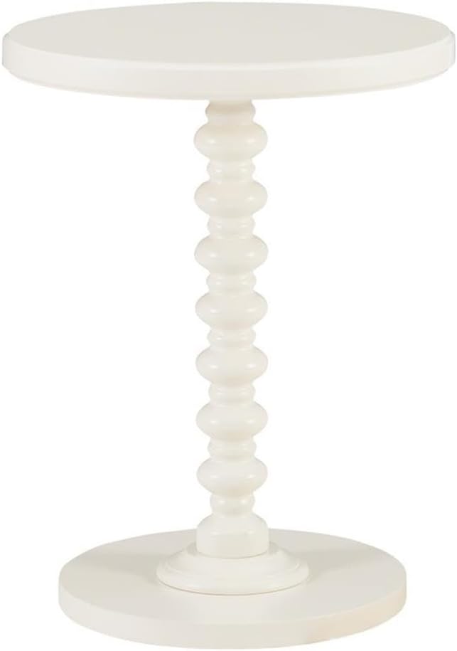 Pemberly Row Contemporary Wood Spindle Side Table, Off White Finish, 17"...