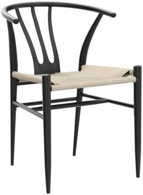 Yaheetech Dining Chairs Set of 2 Mid Century Modern Woven Chairs Black