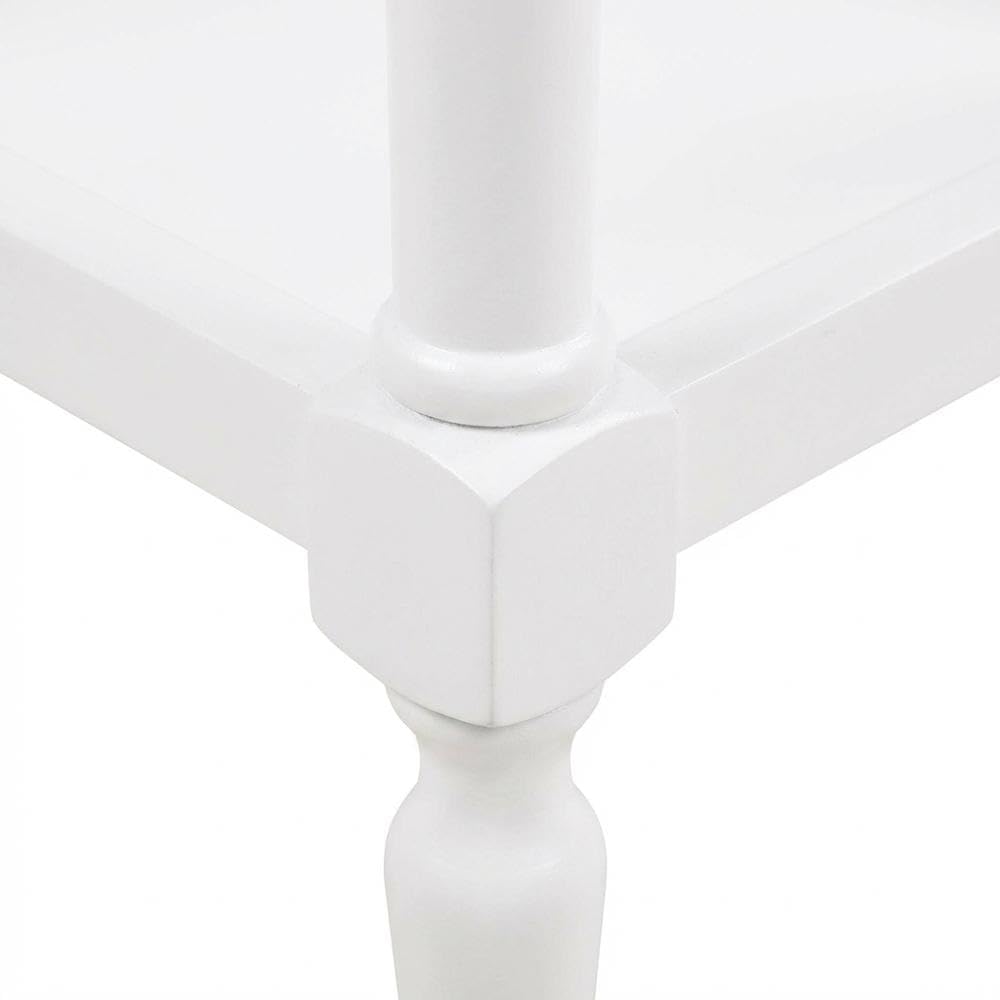 White 1 Drawer Accent Table with Shelf, Traditional Transitional Style, Durab...
