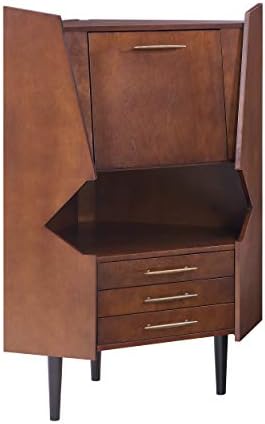 SEI FURNITURE Larson Corner Storage Bar Cabinet, brown.