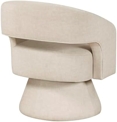 Lexicon Swivel Accent Chair, Modern Velvet Round Barrel Chair, Taupe | Swivel...